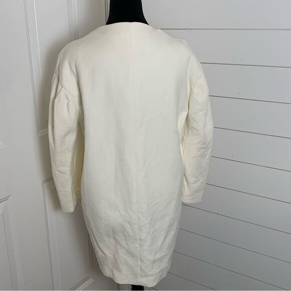 ZARA 100% cotton cream Peacoat balloon sleeves size M minimalist quiet luxury - Picture 7 of 12